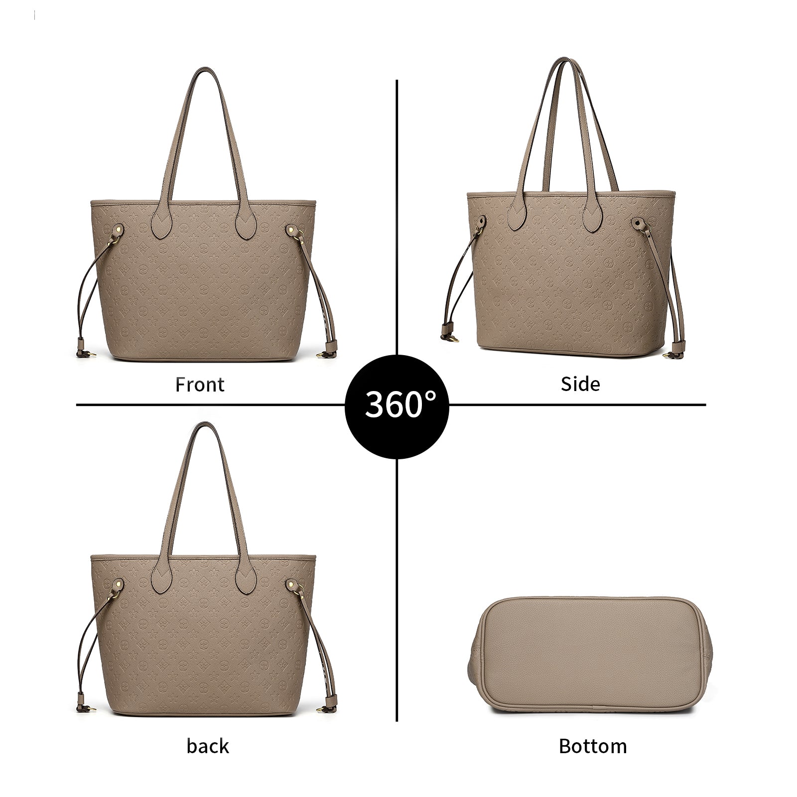 Designer-Inspired Checkered Tote Bag with Wallet – Large Everyday Shoulder Bag8096GreyS