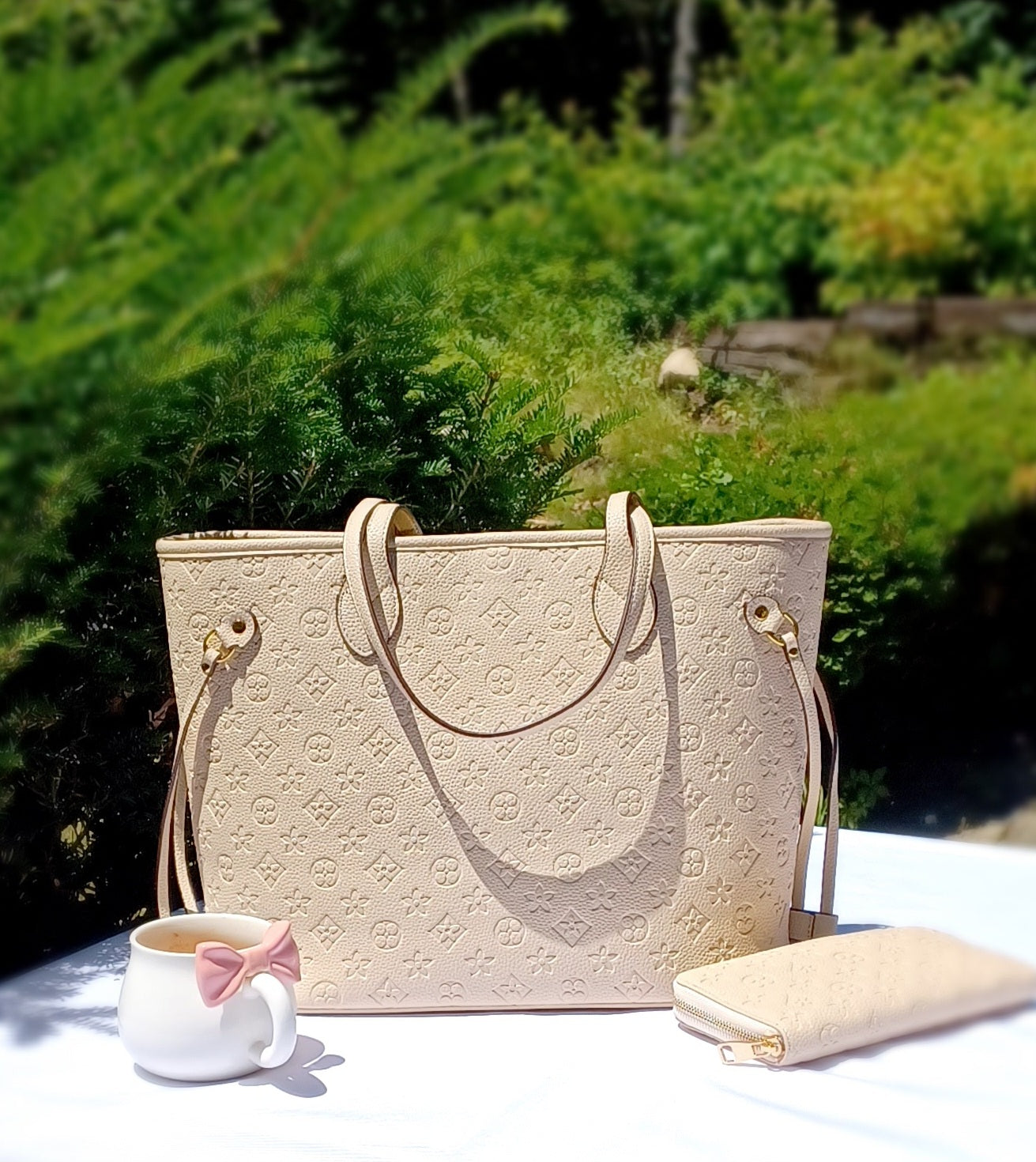 MilaKate Embossed Shoulder Handbag with Wallet, Designer-Inspired Tote.