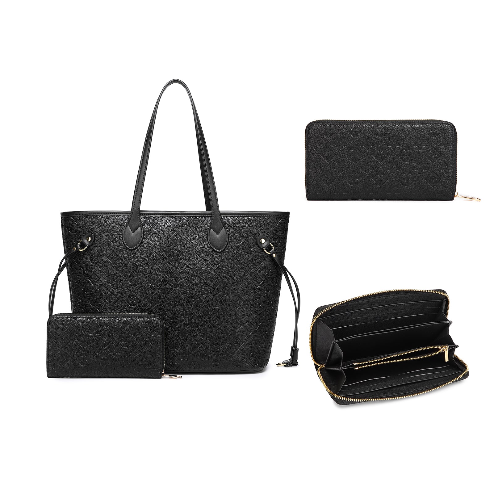 MilaKate Embossed Shoulder Bag with Wallet. Designer-Inspired Tote.