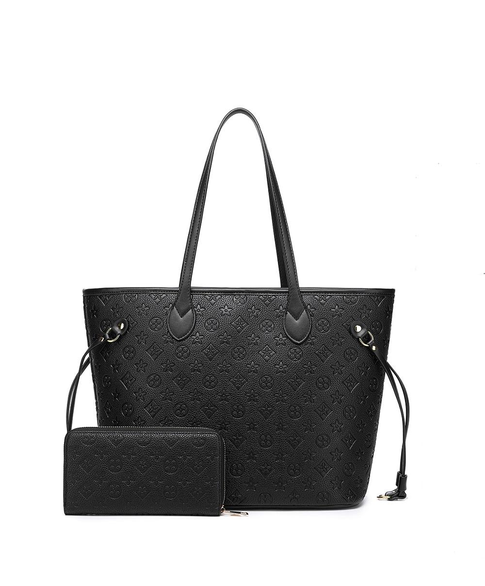 MilaKate Embossed Shoulder Bag with Wallet. Designer-Inspired Tote.