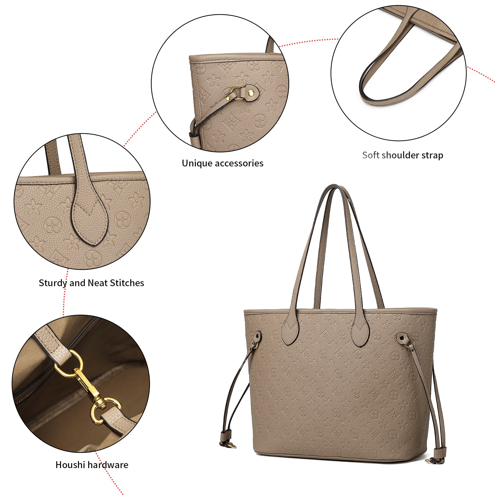 Designer-Inspired Checkered Tote Bag with Wallet – Large Everyday Shoulder Bag8096GreyS