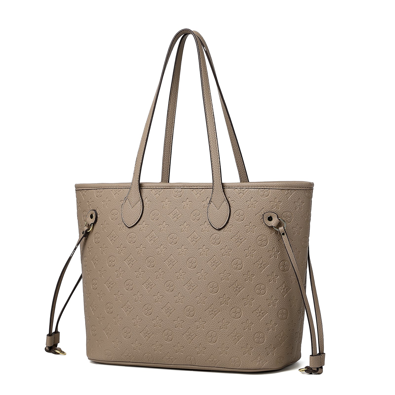 Designer-Inspired Checkered Tote Bag with Wallet – Large Everyday Shoulder Bag8096GreyS