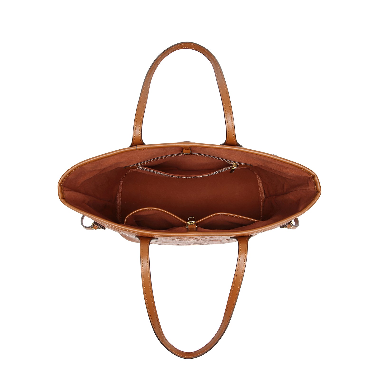 MilaKate Embossed Shoulder Bag with Wallet, Designer-Inspired Tote. BrownLargePrint
